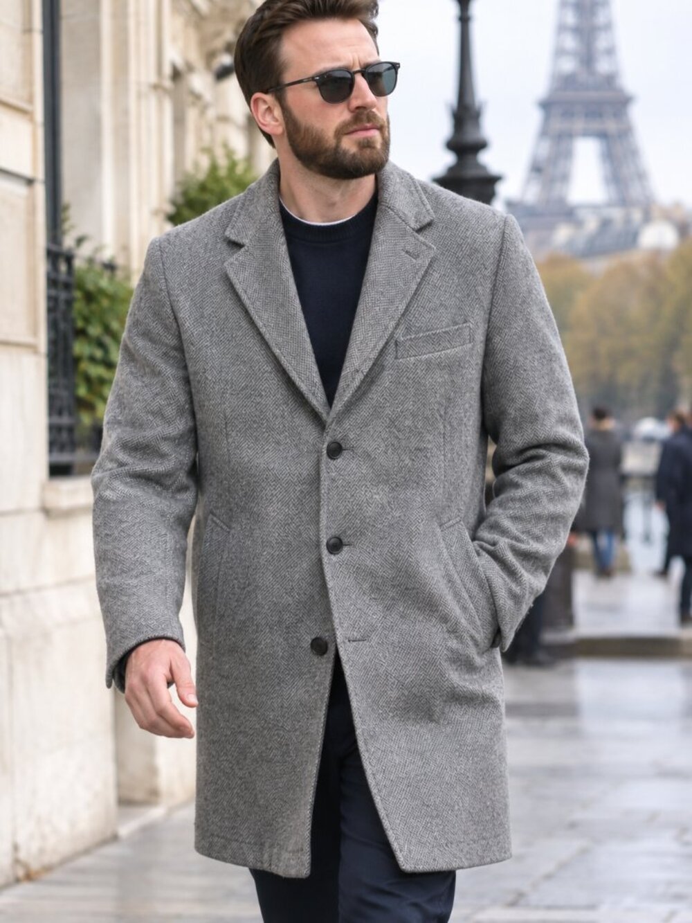 NWT EXPRESS WOOL BLEND HERRINGBONE WATER RESISTANT COAT sz Large